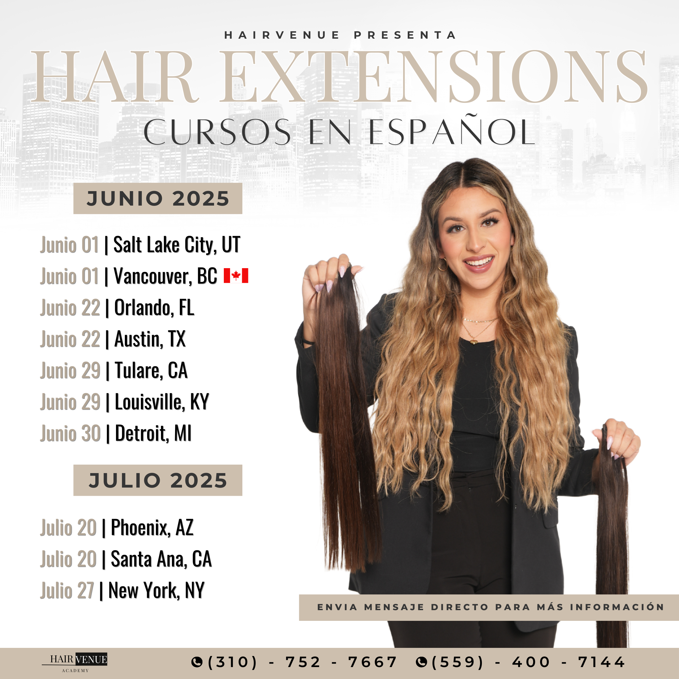 Curso Presencial: EXTENSIONES DE CABELLO (4 METODOS)