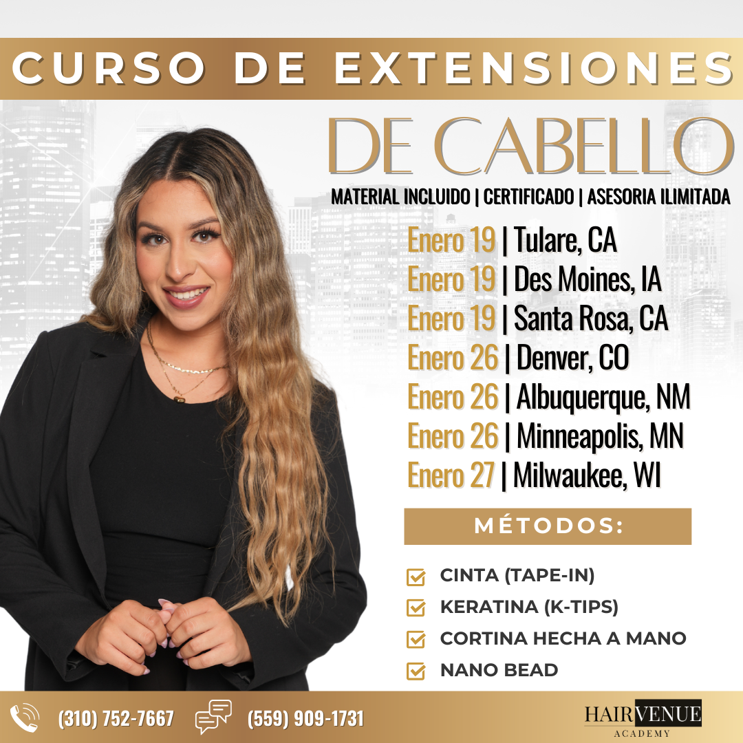 Curso Presencial: EXTENSIONES DE CABELLO (4 METODOS)