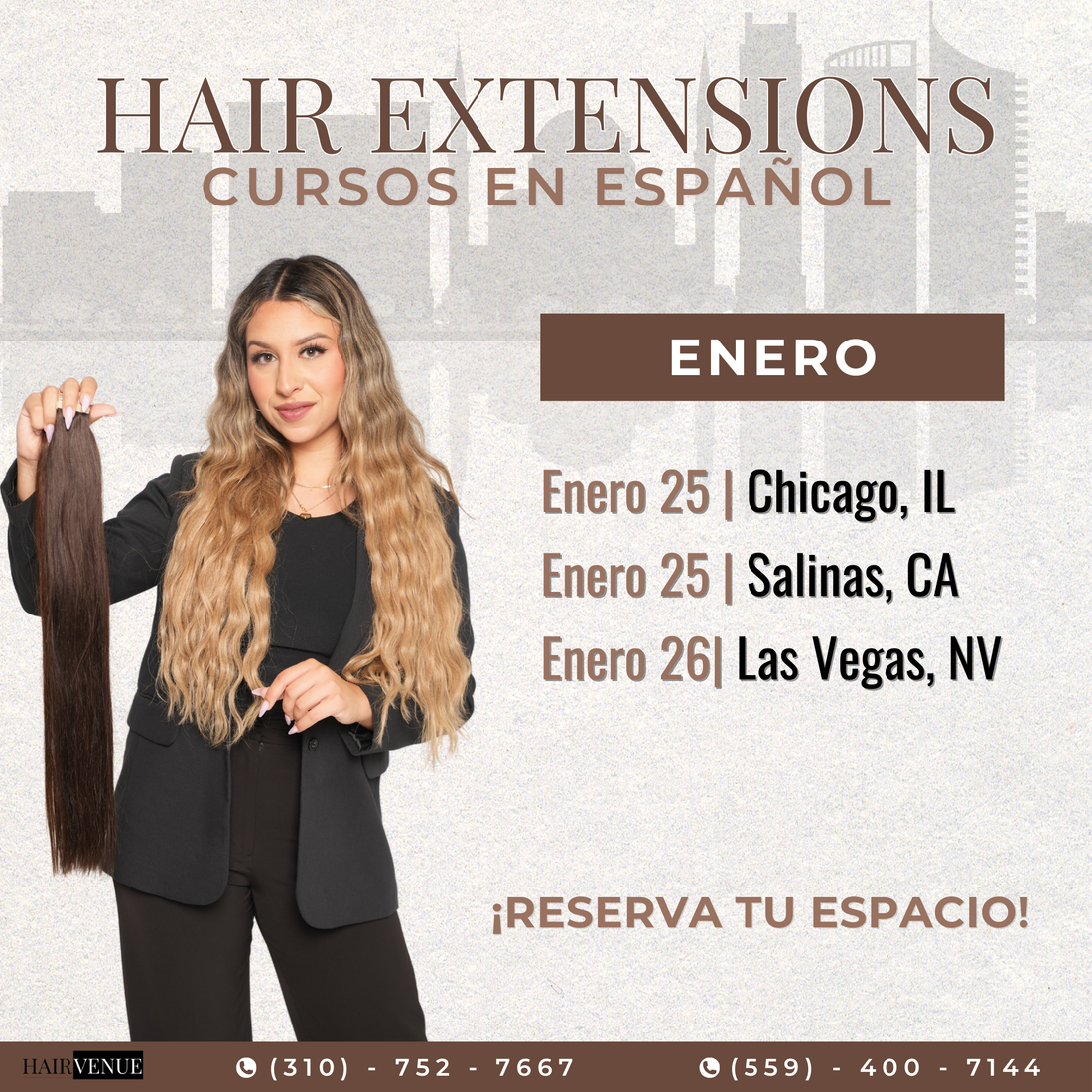 Curso Presencial: EXTENSIONES DE CABELLO (4 METODOS)