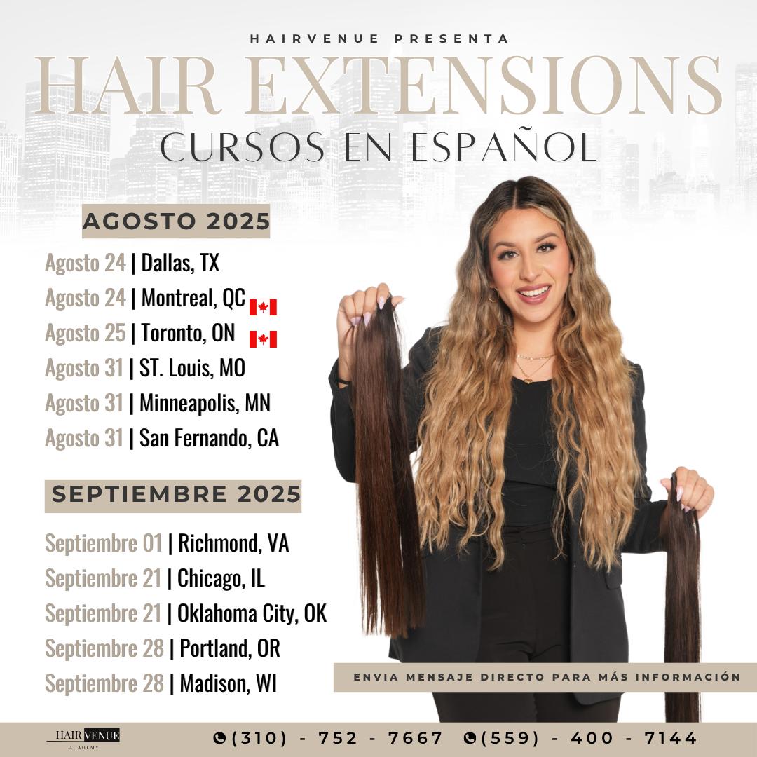 Curso Presencial: EXTENSIONES DE CABELLO (4 METODOS)